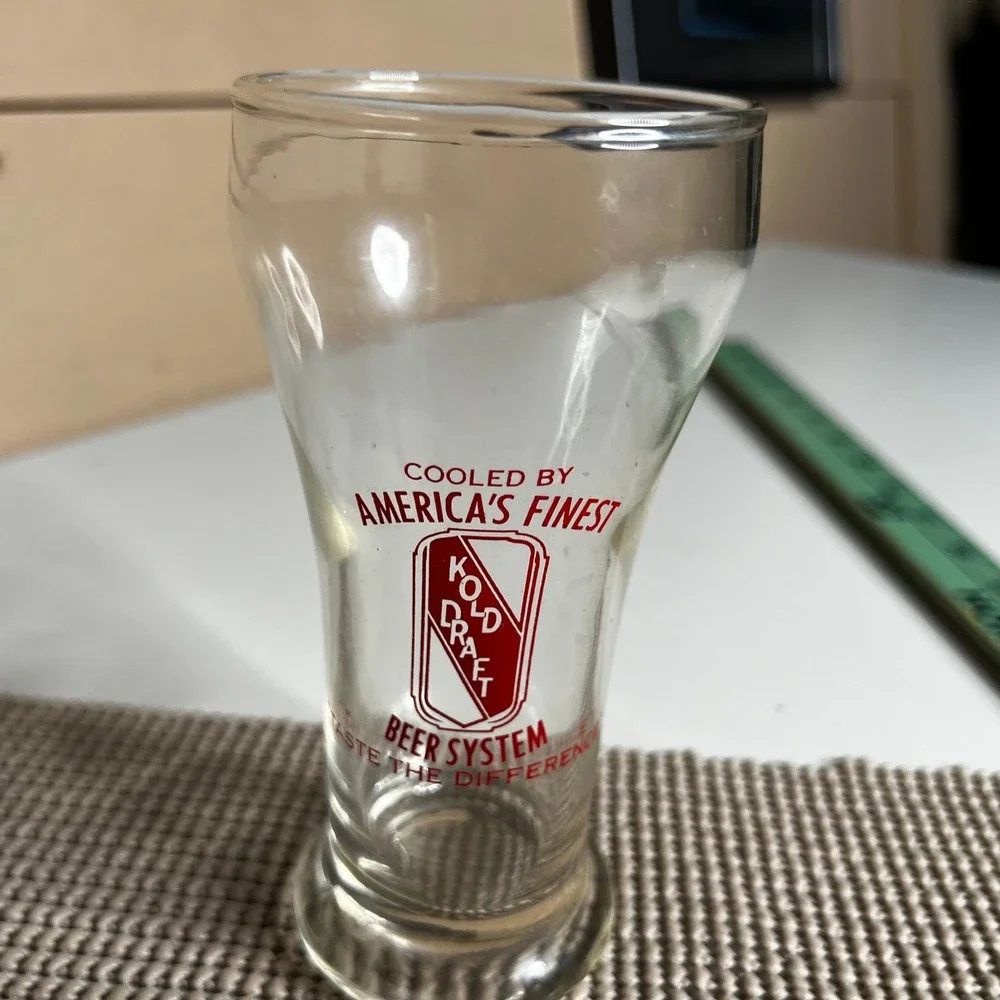 Vintage Kold Draft Beer System Tasting Glass Americas Finest Red Logo 4 inch